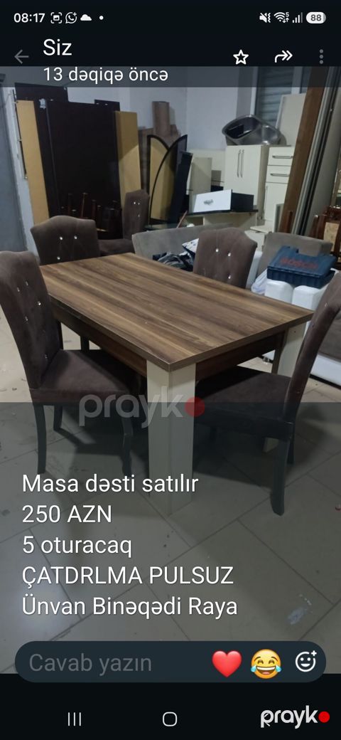 Masa və stul dəsti - Komplekt: 1 masa + 5 oturacaq - Masa: ağ — Sumqayıt