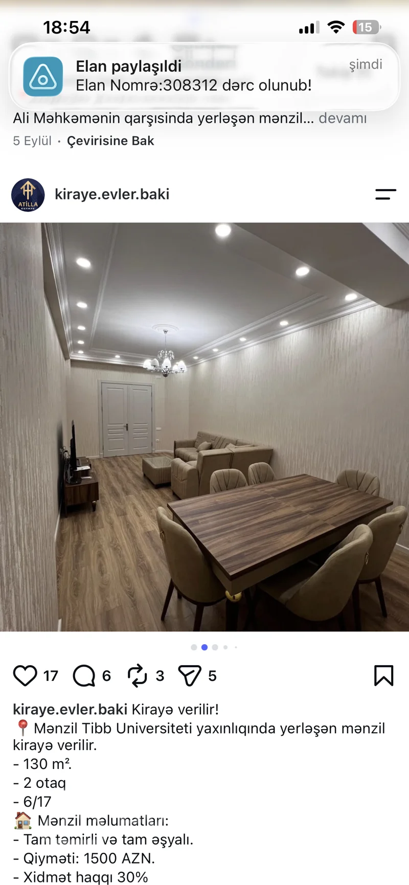 2 otaqlı mənzil, 130 m², Tibb uni — kirayə — Mənzil, Bakı (2)