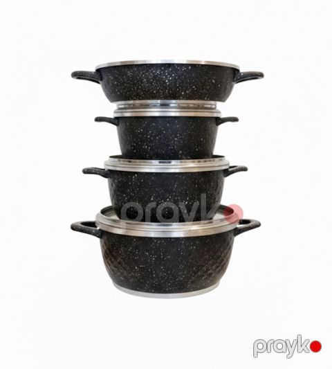 Qazan dəsti MS-245, qranit, 3/5/7/8 l, 4 əd — Bakı