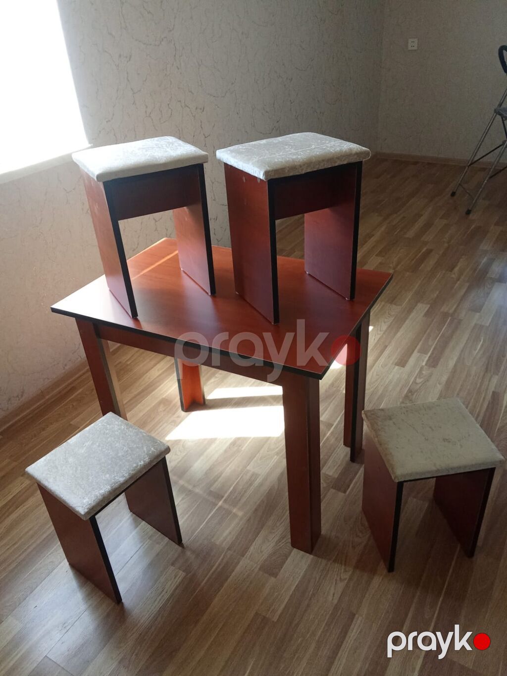 Mətbəx üçün, Yeni, Açılmayan, Dördbucaq masa, 4 stul — Masalar və stullar, Qobu (5)