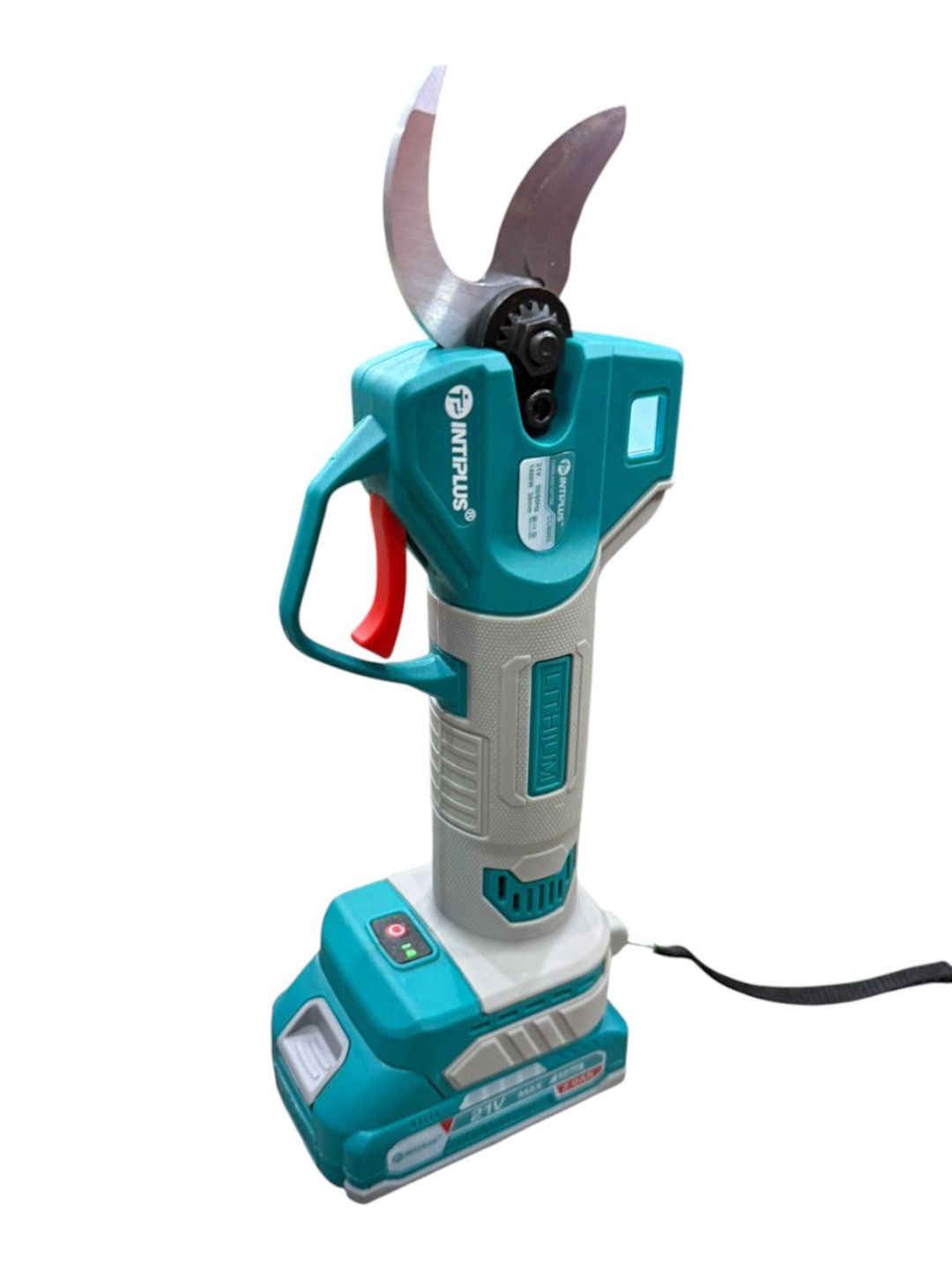 Bağ qayçısı Intıplus HHT_300894, akkumulyatorlu, 21 V, 2 Ah, 1400 Vt, rəqəmsal displeyli, firuzəyi/boz — Mallar, Bakı (3)