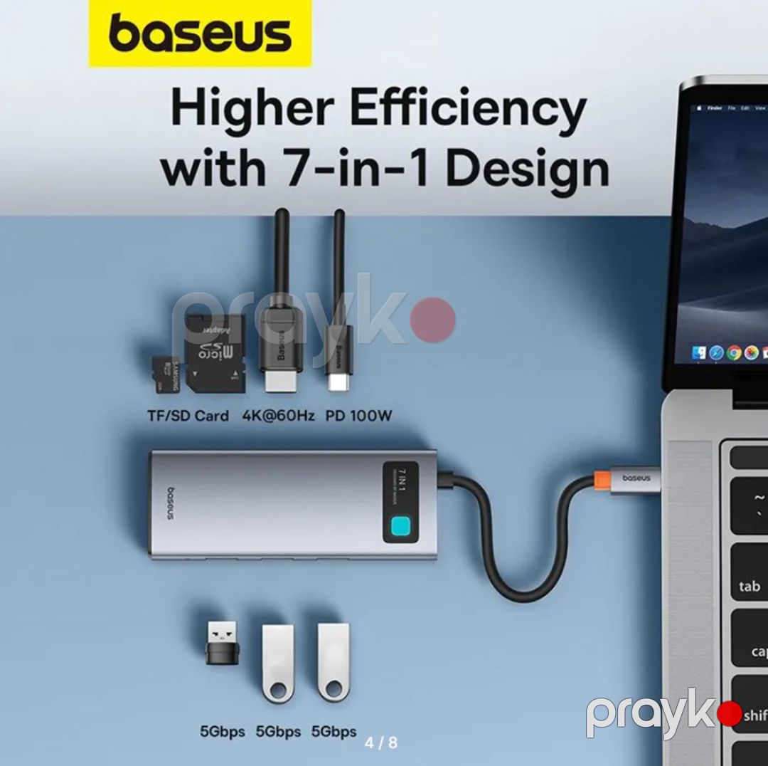 TypeC 4K HUB "Baseus 7in1" — Periferik cihazlar, Bakı (3)