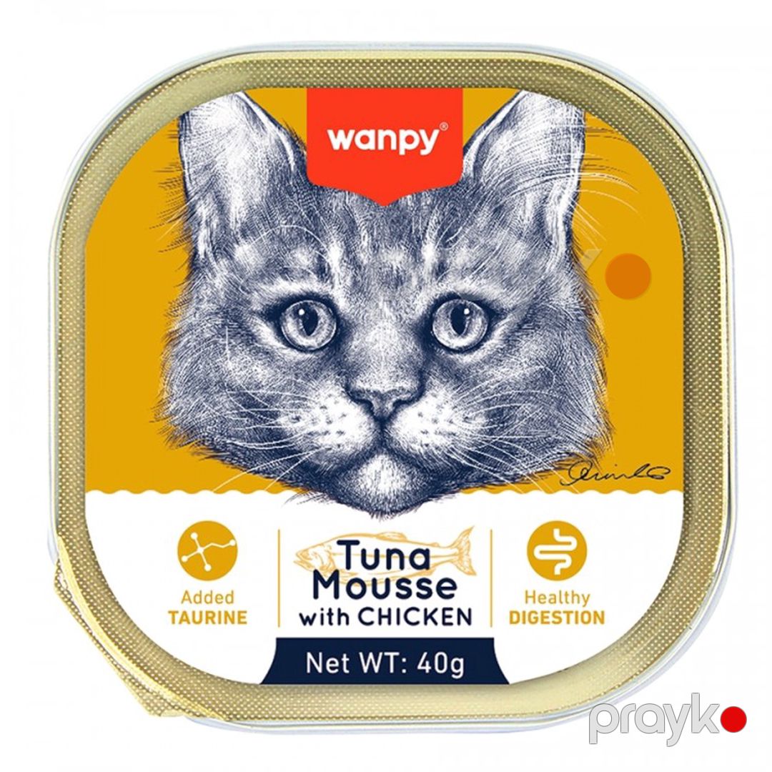 Nəm yem pişiklər üçün Wanpy Tuna Mousse With Chicken 40 q — Mallar, Bakı
