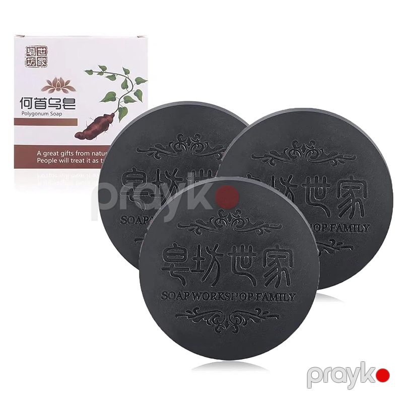 Qara Sabun Polygonum Multiflorum ilə Saçlara Təbii Qulluq Saç Qaraldıcı Tökülmə Əleyhinə Bərpaedici Təbii Sabun — Gözəllik və səhiyyə, Bakı (2)