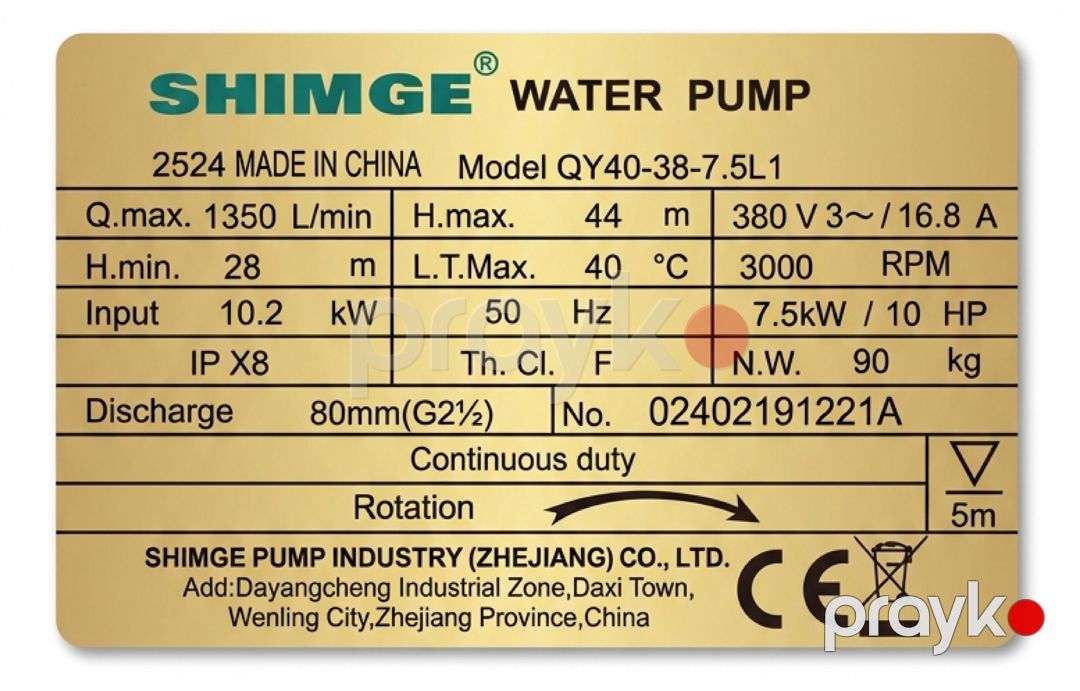 Salınan nasos Shimge QY40-38-7.5L1 — Mallar, Bakı (2)