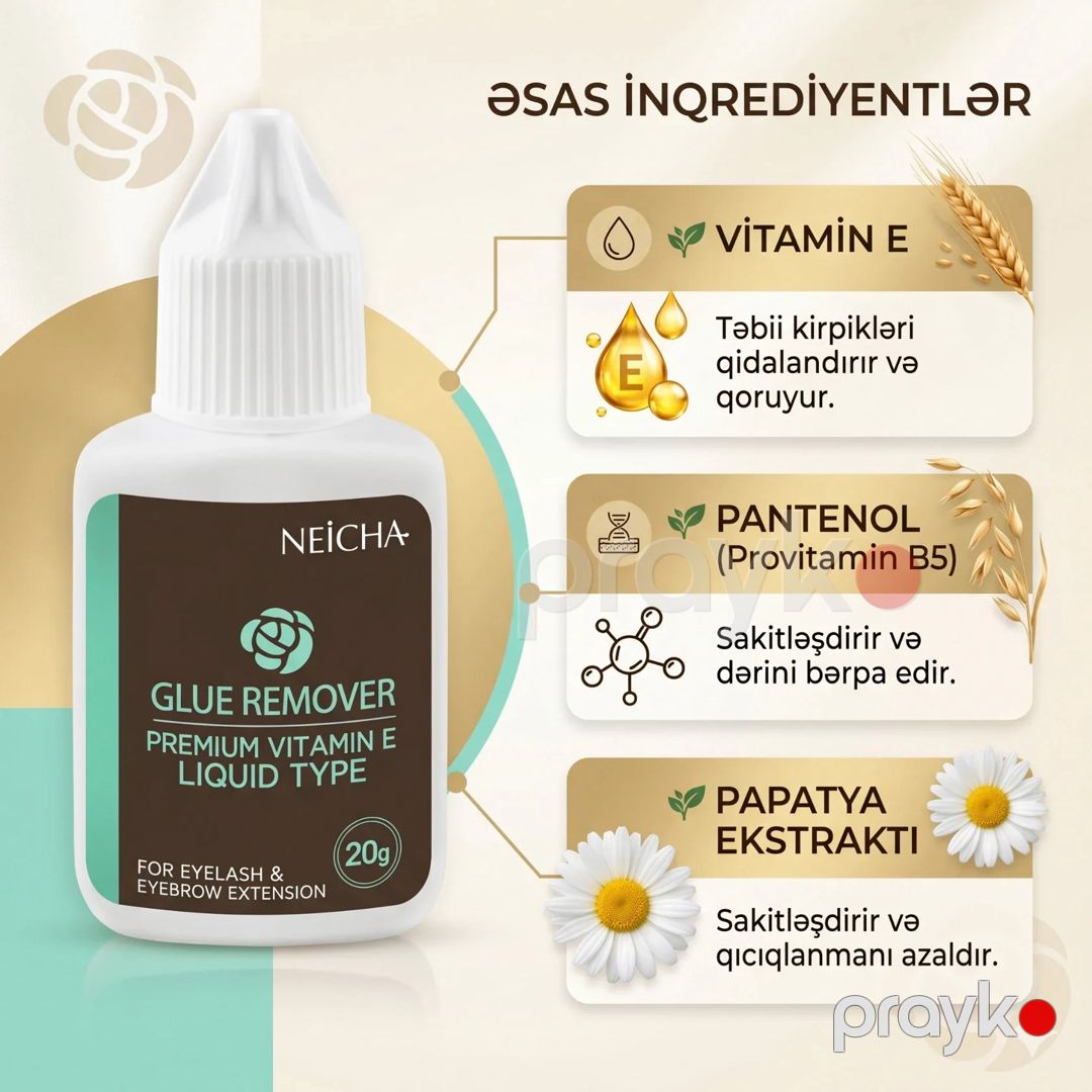 Kipriklər üçün təmizləyici maye Neicha Premium Vitamin E/qoxusuz 20 q — Mallar, Bakı (2)