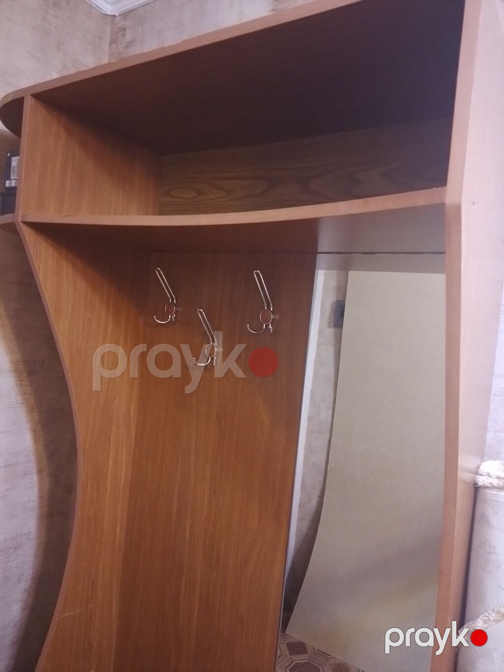 Dəhliz üçün asılqanlı garderob modulu - Material: taxta/LDSP, qəhvəyi — Xol üçün, Qobu (2)