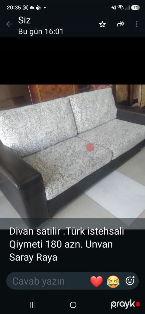 Türk istehsalı divan - Material: qara rəngli eko‑dəri korpus, naxışlı — Sumqayıt