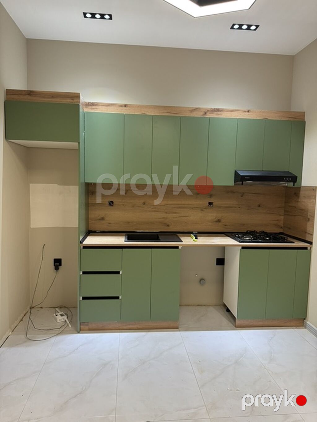 Sifarişlə mətbəx dəsti, Sadə laminat — Mətbəx mobilyası, Qusar (6)