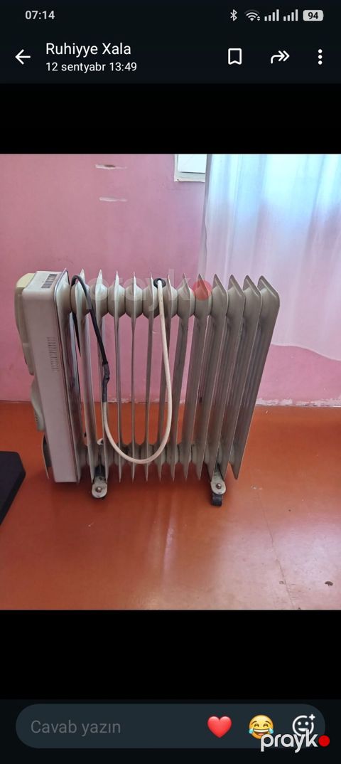 Yağlı radiator (elektrikli) – 11 seksiyalı, təkərli model. - Güc — Masazır