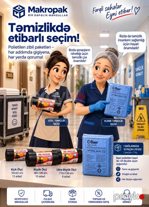 Polietilen baxil və zibil paketləri sifarişi — Bakı