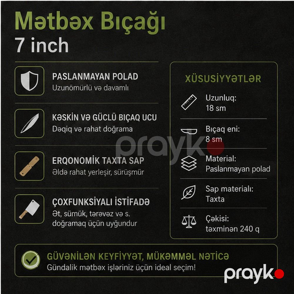Aşpaz bıçağı, paslanmayan polad, 100 mm — Mallar, Bakı (3)