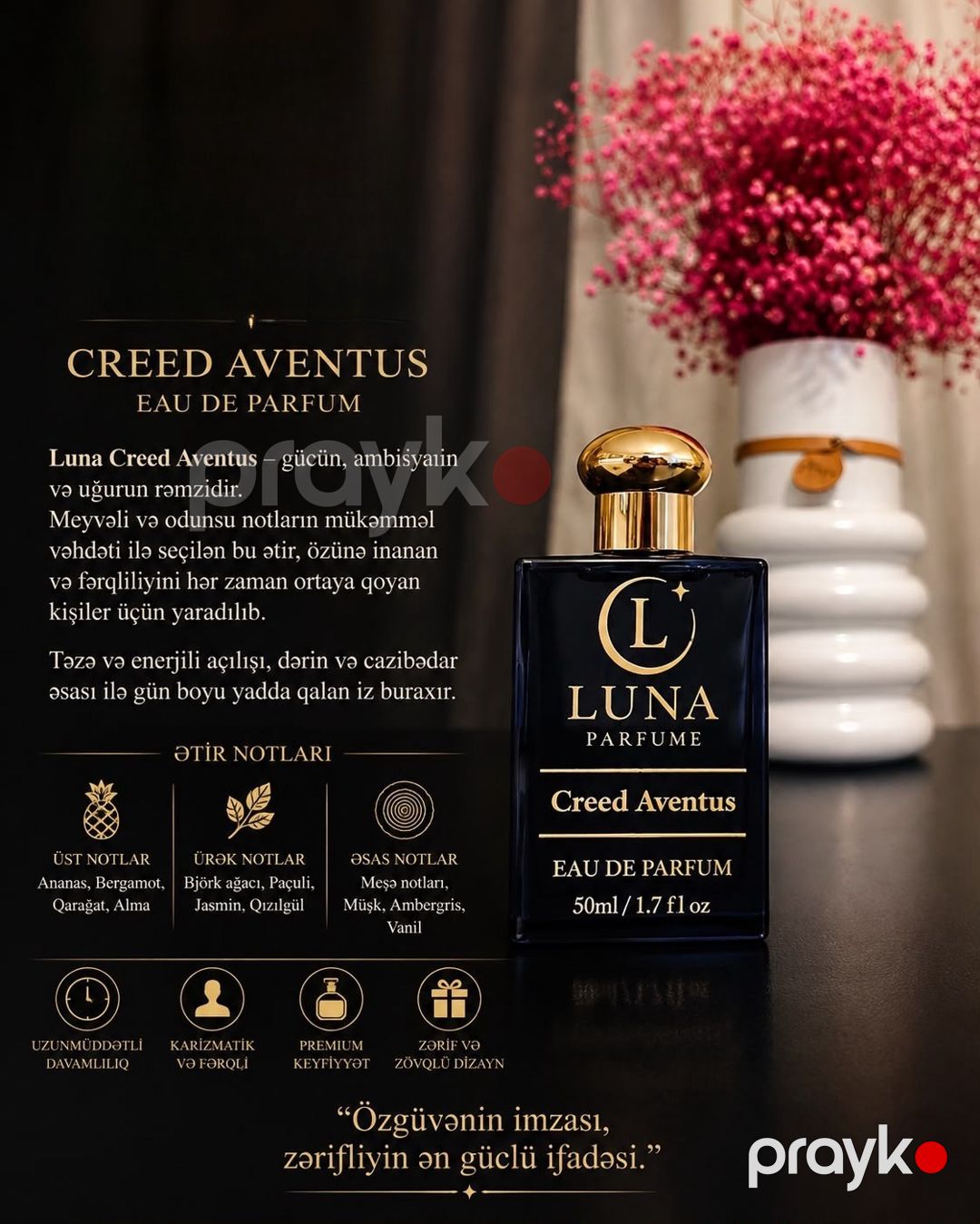 Luna Perfume Aventus kişilər üçün ətir suyu 50 ml — Mallar, Bakı (2)