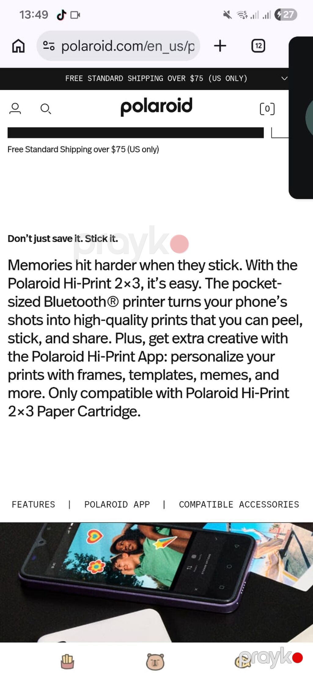 Polaroid Hi-Print 2x3 Pocket Photo Printer (Generation 2). 210 manata — Printerləri, Bakı (2)