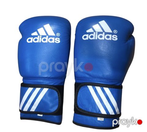 Boks üçün 14oz ölçülü təbii dəri mavi boks əlcəyi