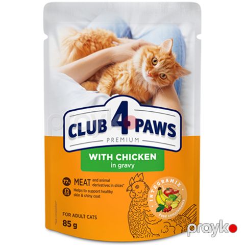 Club 4 Paws Premium 2x toyuq, 2x dana əti və 2x skumbriya yaş pişik yemi: mal əti, toyuq və skumbriya, 6x80q (5+1 Xüsusi) — Bakı