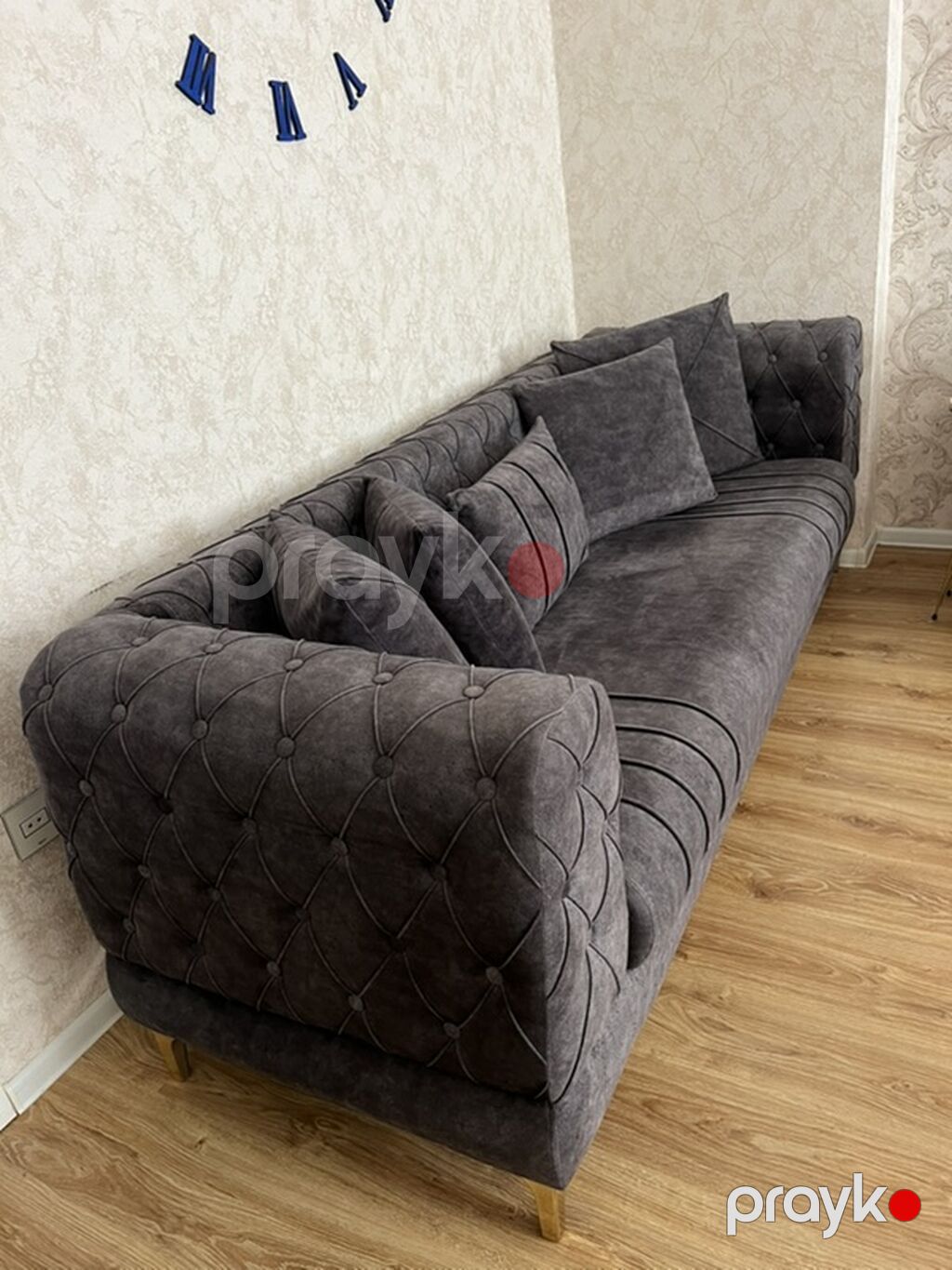 Qaranlıq boz rəngli, müasir dizaynlı divan - Model: 3 nəfərlik, dərin — Divanlər, Bakı (2)