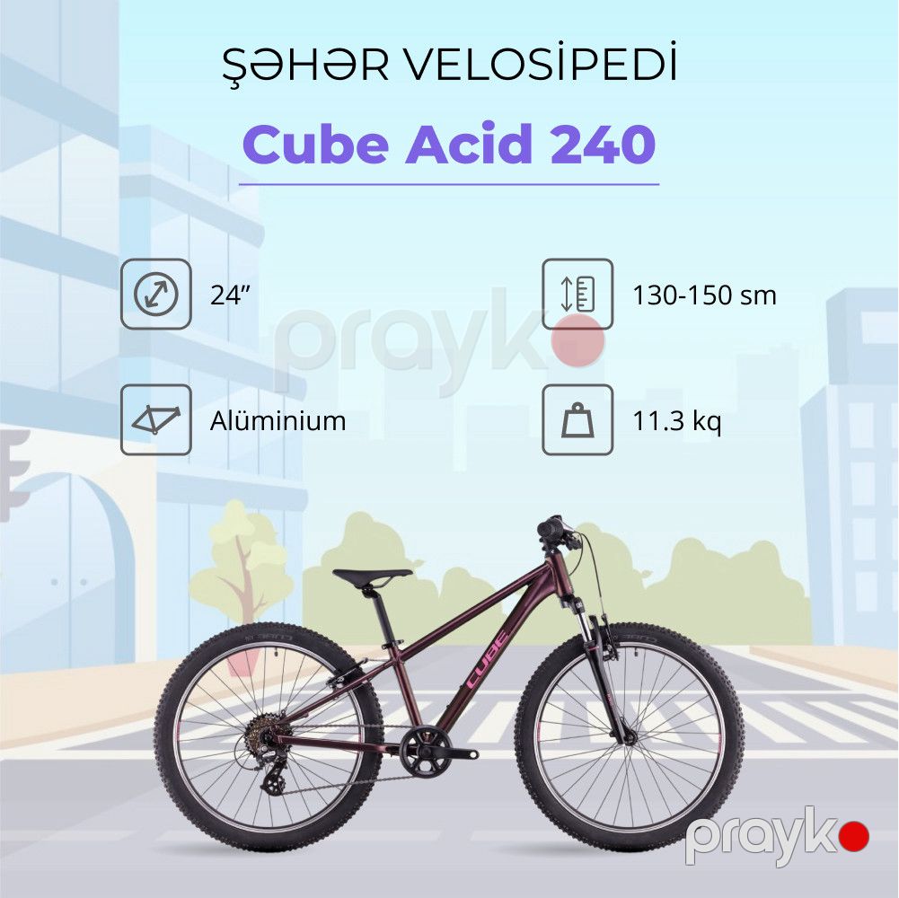Velosiped Cube Acid 240, 24", Molotov/Pink — Velosipedlər, Bakı (2)