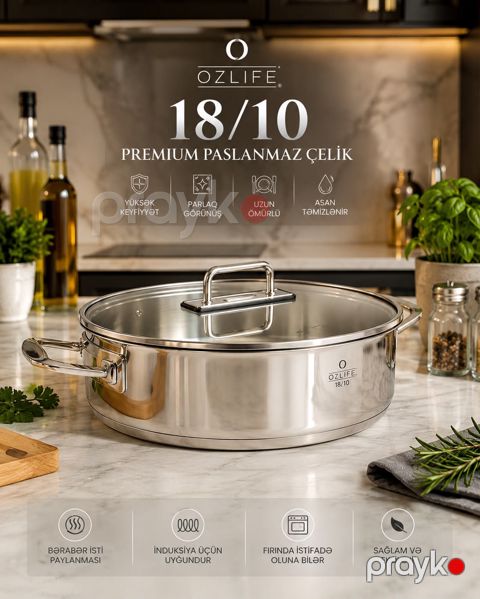 Tava Özlife SU-LI0361, paslanmayan polad, 24 sm — Bakı