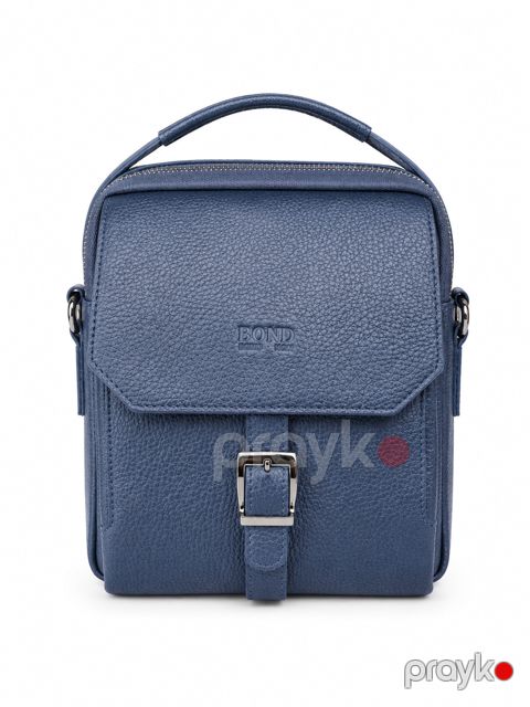 Kross-bodi çanta Bond, göy, təbii dəri, 20х24 sm — Bakı