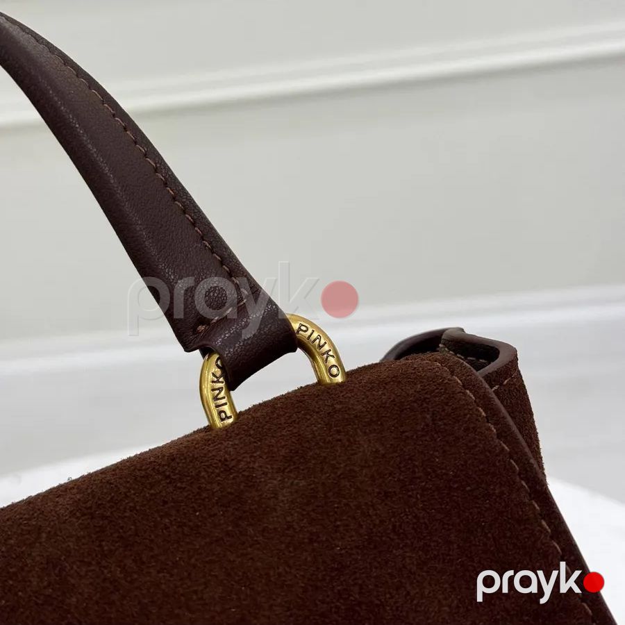 Pınko Love Bag Suede – Şokolad Rəngli Təbii Zamşa Qadın Çantası — Çantalar, çamadanlar, cüzdanlar, Bakı (4)