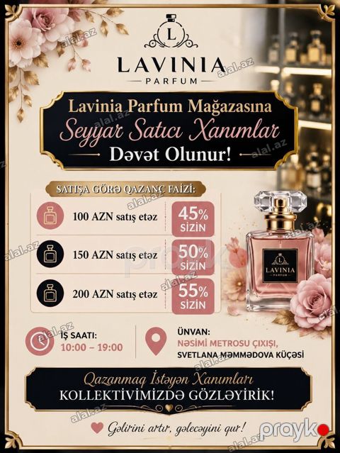 Satış məsləhətçisi tələb olunur, Yalnız qadınlar üçün, Gündəlik ödəniş — Bakı