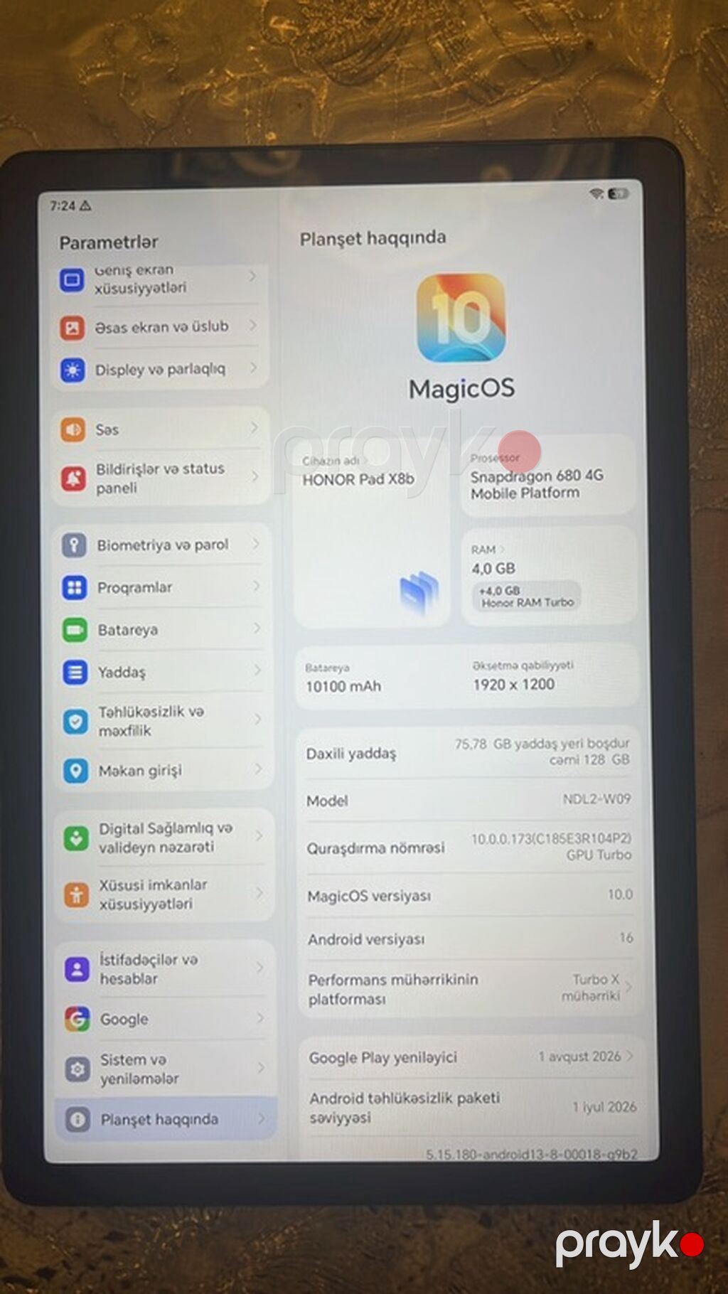 Honor Pad X8b planşet + stilus qələm Texniki göstəricilər: - Ekran — Digər planşetlər, Xırdalan (4)
