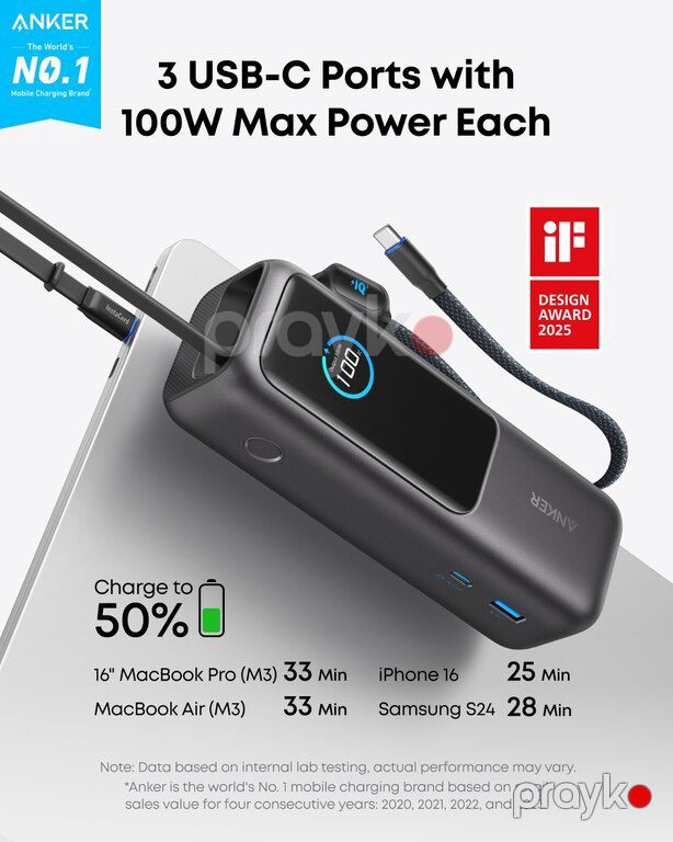 Power bank "Anker 25.000 mAh 165W" — Smartfonlar, Bakı (3)