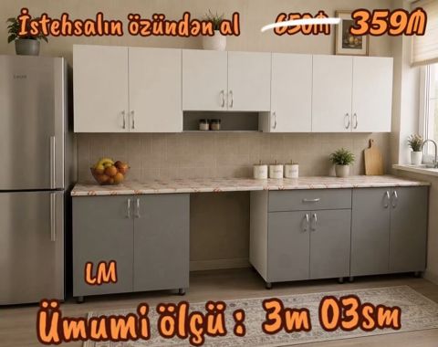 *Mətbəx mebellərinin sifarişlə hazırlanması Ölçü 3metr03sm — Mətbəx mebeli
