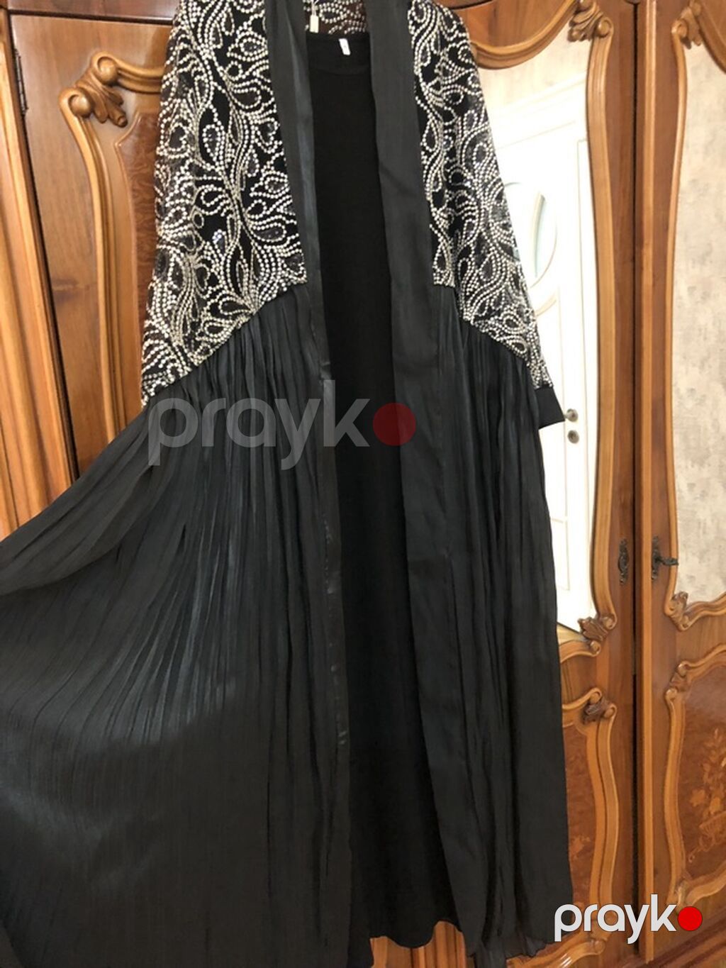 Zərif abaya/kimono üslublu qadın üst geyimi - Rəng: qara - Üst hissə — Coqlar və zaqetlər, Bakı (2)