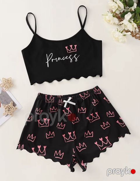 Qadınlar üçün şortlu pijama dəsti 7818404, rəngbərəng, poliester, ölçü L/XL — Bakı