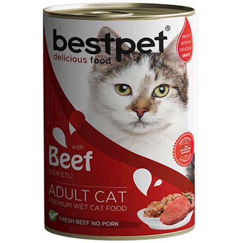 Pişiklər üçün sousda mal əti ilə nəm yem Bestpet, 400 q — Bakı