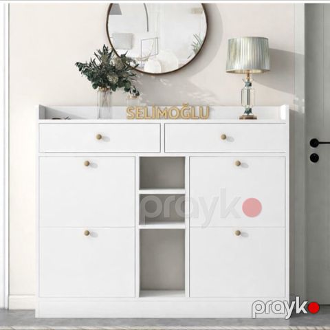 Komod 1953641, ağ, laminat, 110x130x30 sm