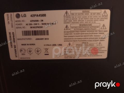LG 42PA4500 plazma televizor - Model: 42PA4500-ZM (istehsal: yanvar — Bakı