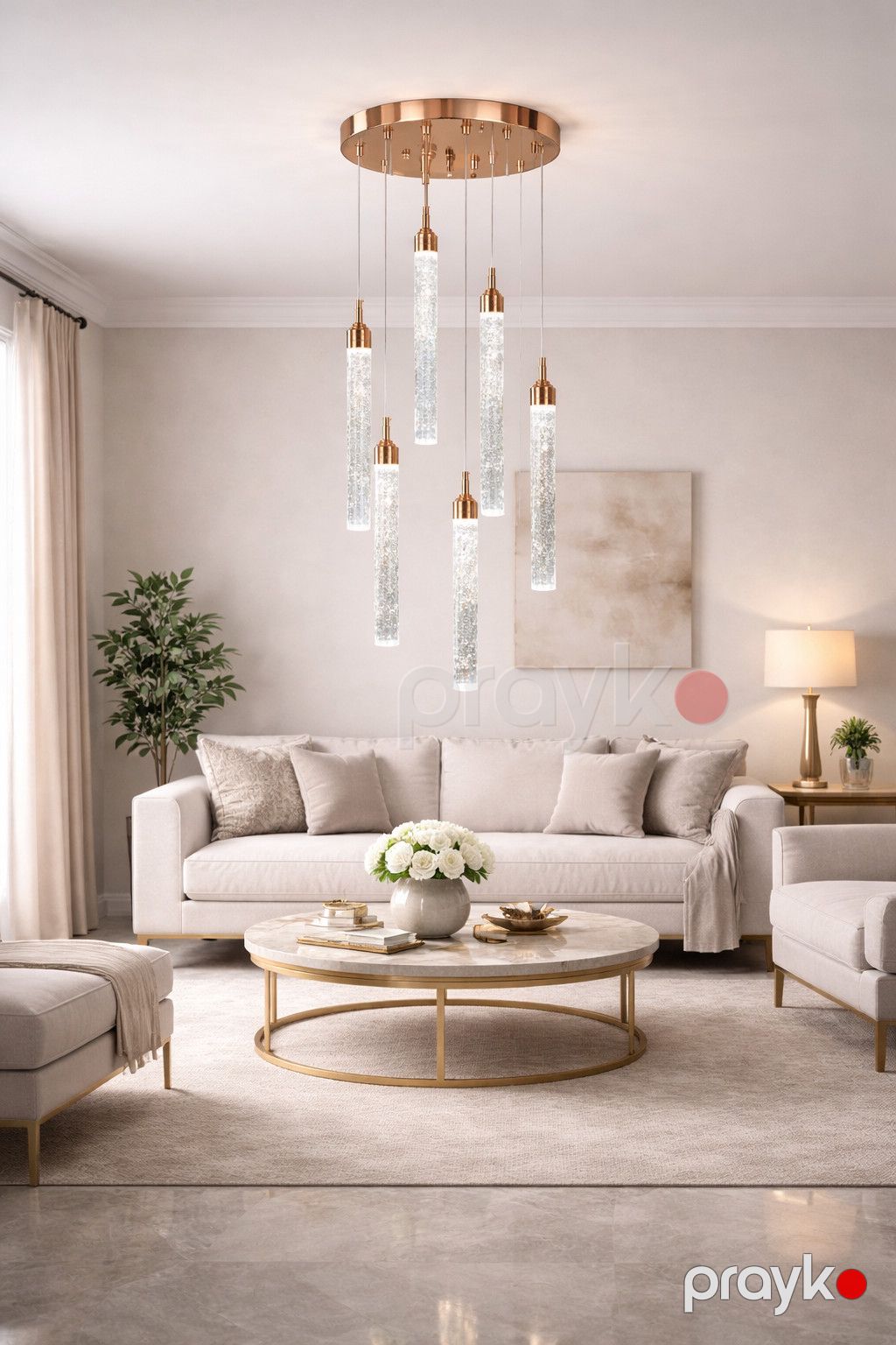 Asma çılçıraq, akril, 6 Led lampa, tunc — Mallar, Bakı (2)