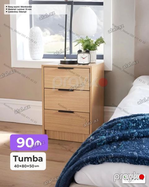 Tumba – yataq otağı üçün funksional şkaf - Ölçülər: 40×80×50 sm — Bakı