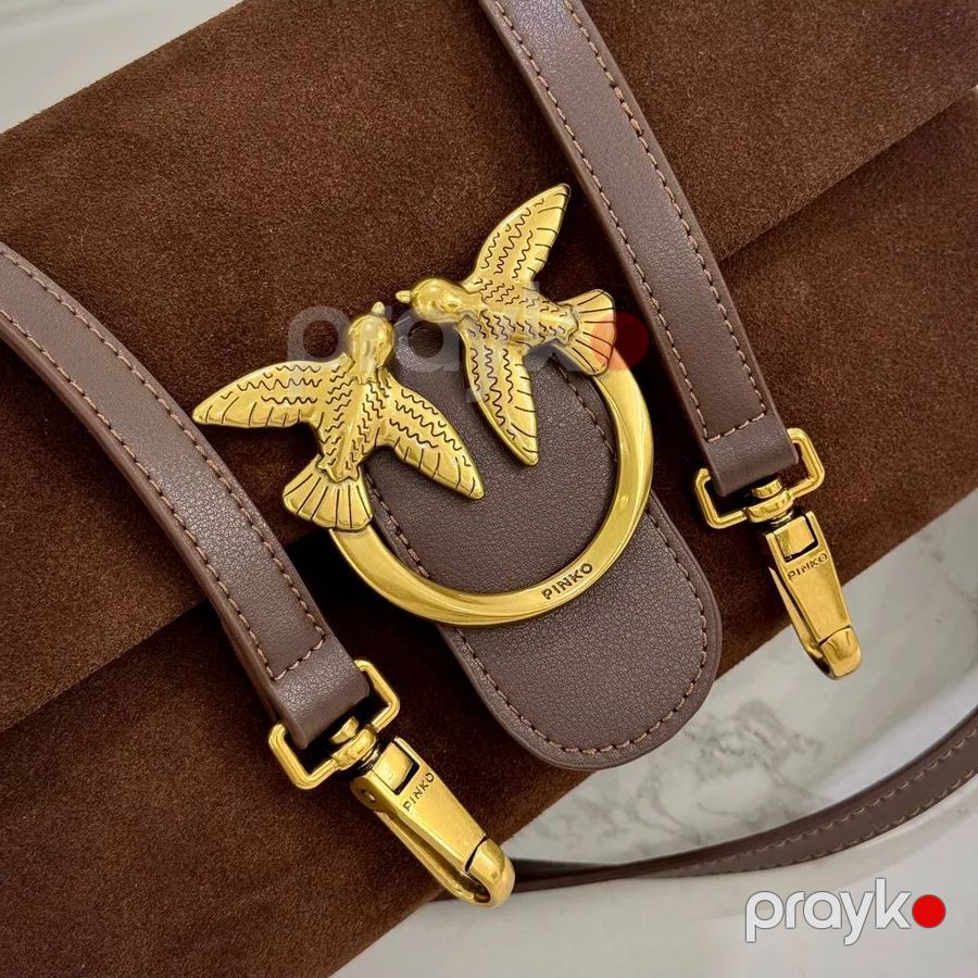 Pınko Love Bag Suede – Şokolad Rəngli Təbii Zamşa Qadın Çantası — Çantalar, çamadanlar, cüzdanlar, Bakı (2)