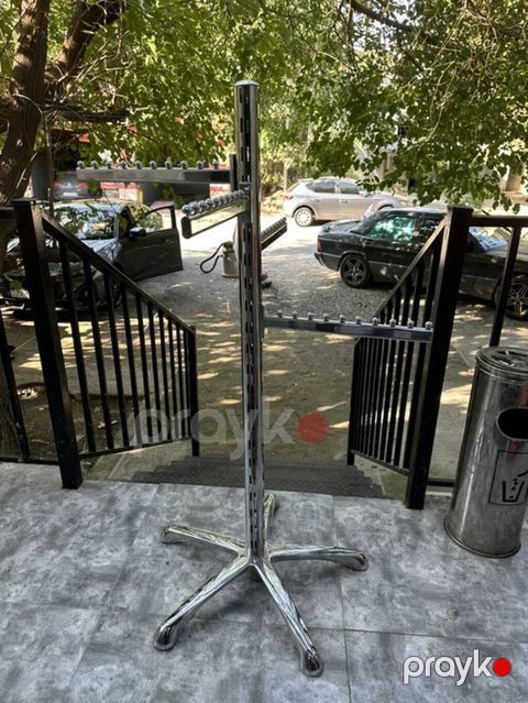 Mağaza üçün metal geyim asılqanı (döner sistemli) - Material: xrom — Bakı