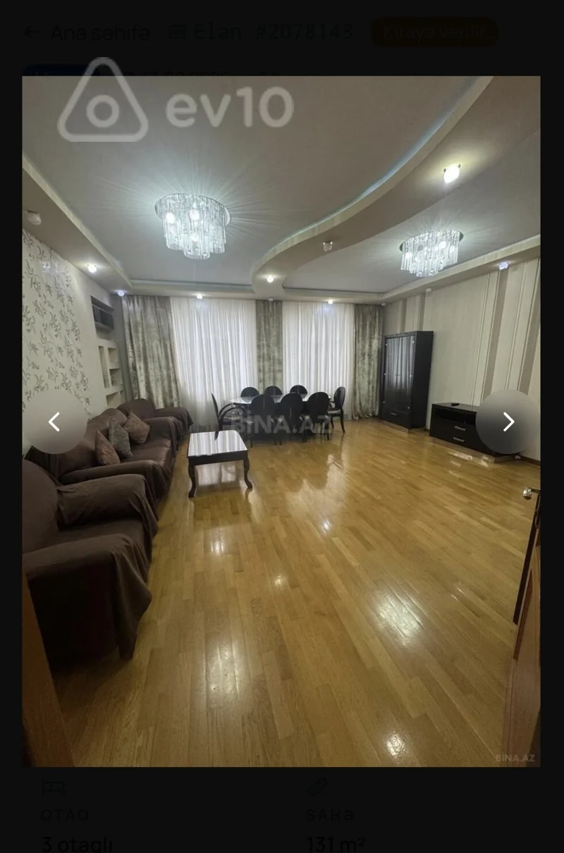 3 otaqlı mənzil, 131 m², Tiblisi prs — kirayə — Bakı