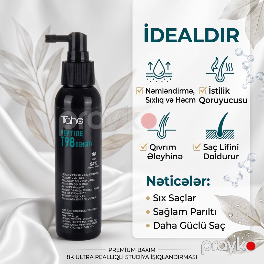 Saç spreyi Tahe T98 Density, 125 ml, Zəif/Zədələnmiş/Tökülməyə meyilli/Quru saçlar üçün — Mallar, Bakı (3)
