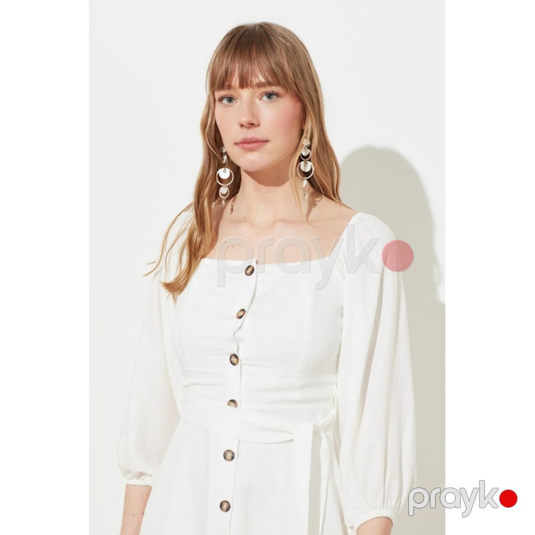 Qadınlar üçün gündəlik don MRD-111002, ağ, pambıq/polyester, ölçü S — Gündəlik paltarlar, Bakı (3)