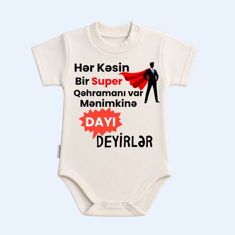 Bodi Qəhrəmanım Dayım, ağ, pambıq, ölçü 0-3 ay — Bakı