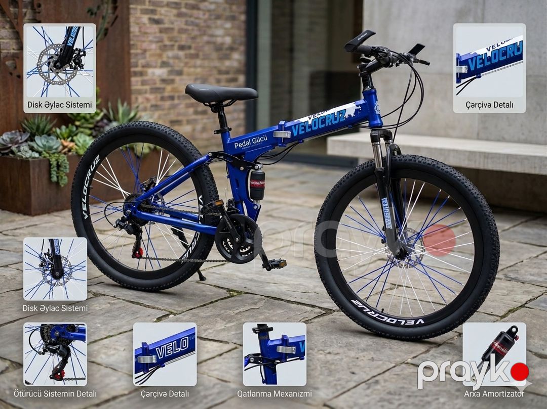 Dağ velosipedi Velocruz, 29", qatlanan, göy — Velosipedlər, Bakı (2)