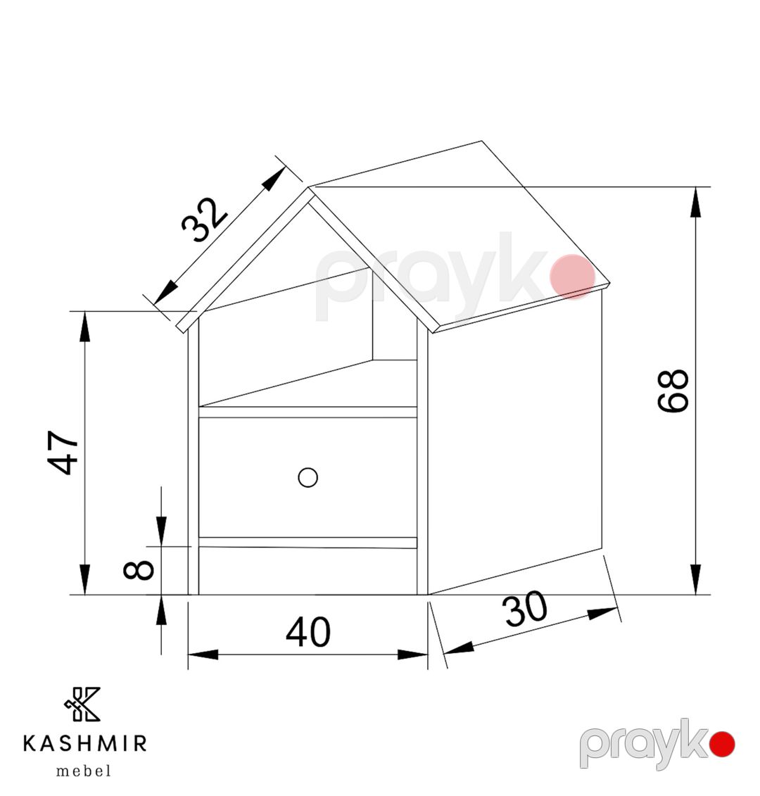 Uşaq tumbası Kashmir KMU0002_Kas, laminat, ağ, 40x30x68 sm — Mallar, Bakı (2)