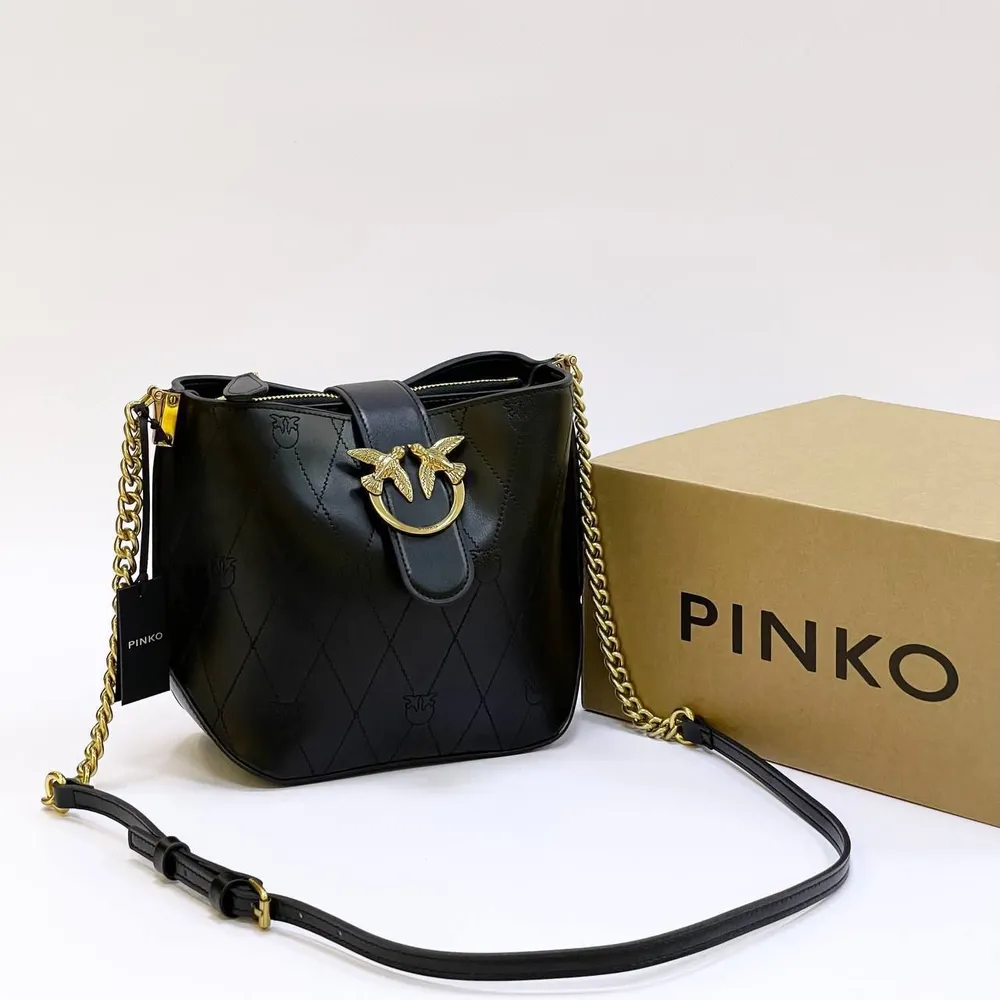 Pinko Love Bag Leather Crossbody – Qara Naxışlı Dəri Çanta — Çantalar, çamadanlar, cüzdanlar, Bakı (2)