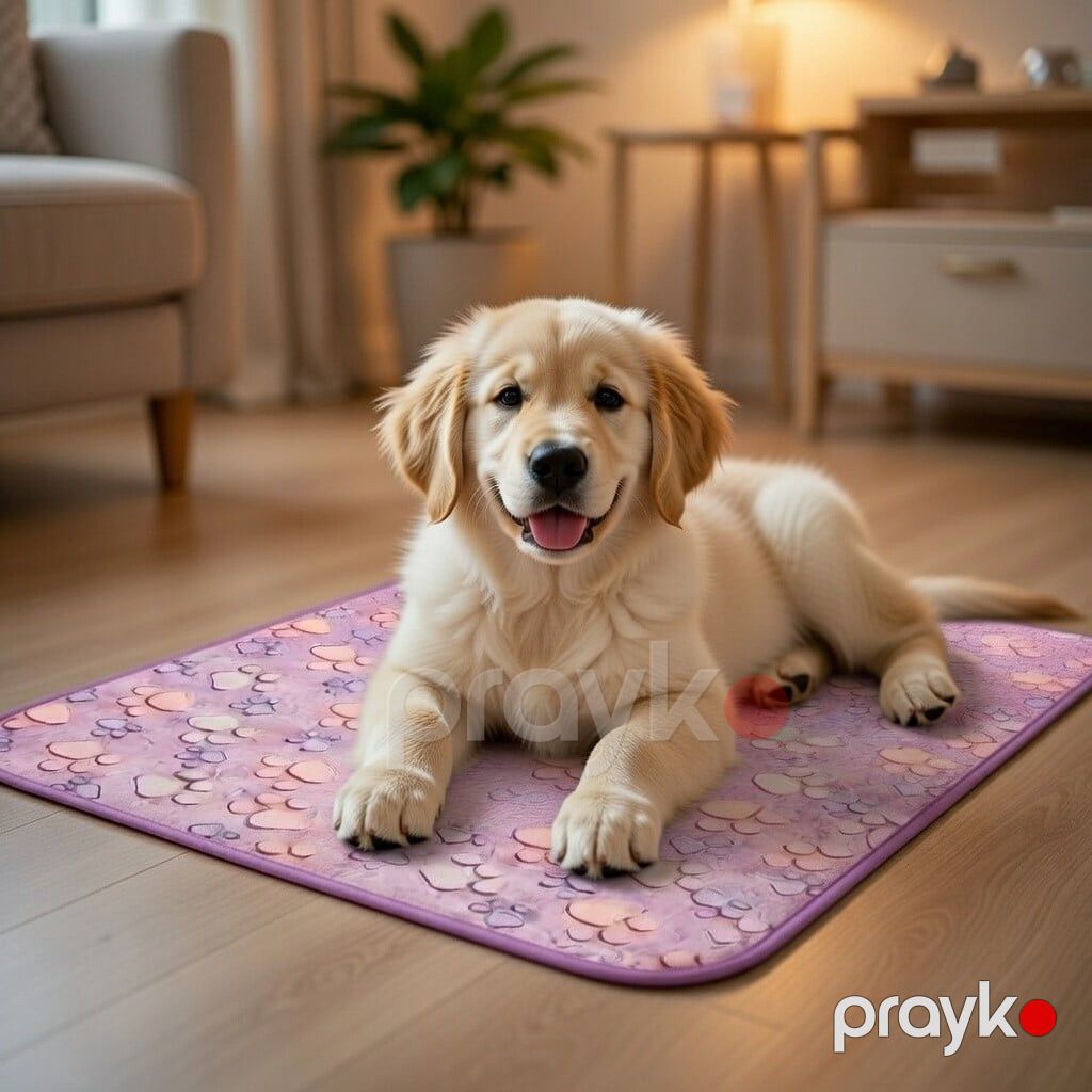 Heyvanlar üçün döşək flanel, pəncə izi dizaynı, it və pişiklər üçün, 40x60 sm, çəhrayı — Mallar, Bakı (2)