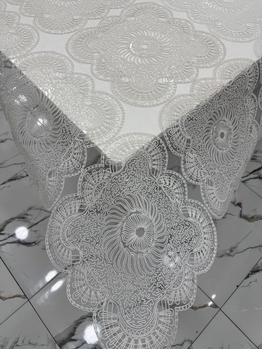 Süfrə krujeva ilə Annaberry, gipür, 160x220 sm, ağ — Mallar, Bakı (2)