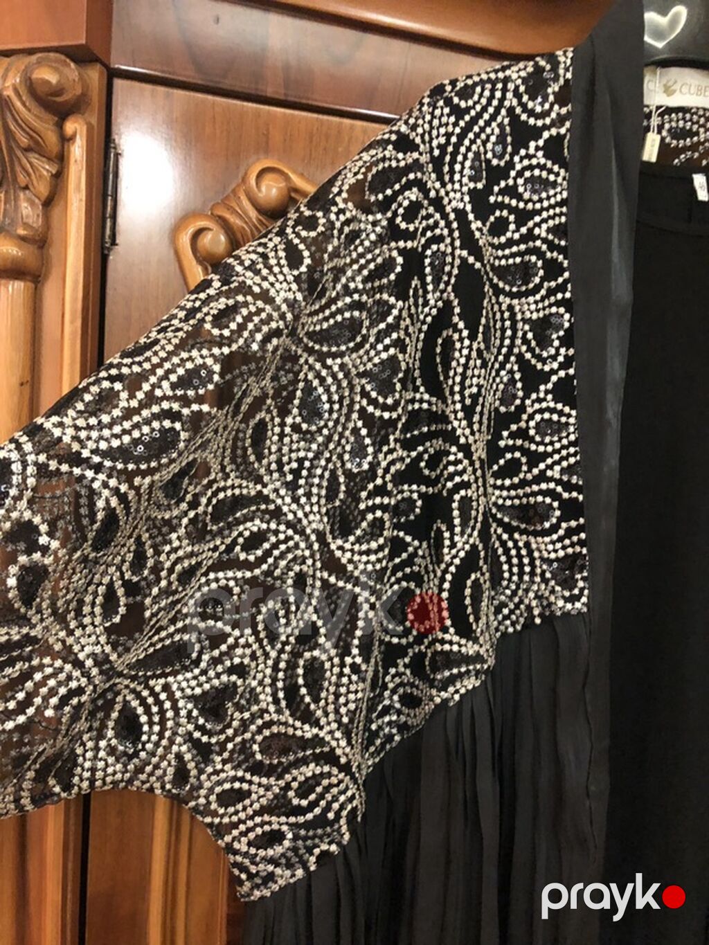Zərif abaya/kimono üslublu qadın üst geyimi - Rəng: qara - Üst hissə — Coqlar və zaqetlər, Bakı (4)