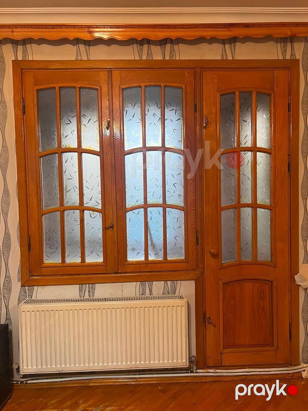 Taxta qapı və pəncərə dəsti - Material: təbii ağac (cilalı, bal rəng — Pəncərələr, qapılar, balkonlar, Masazır (2)