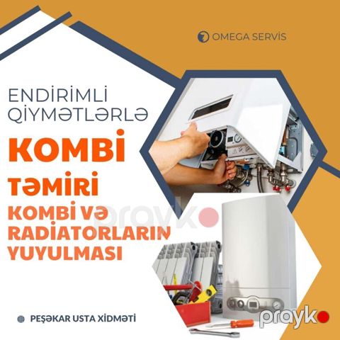 Kombi təmiri, kombi və radiatorların yuyulması — Bakı
